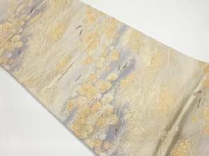 荒波に松・紅葉・扇子模様織出し袋帯